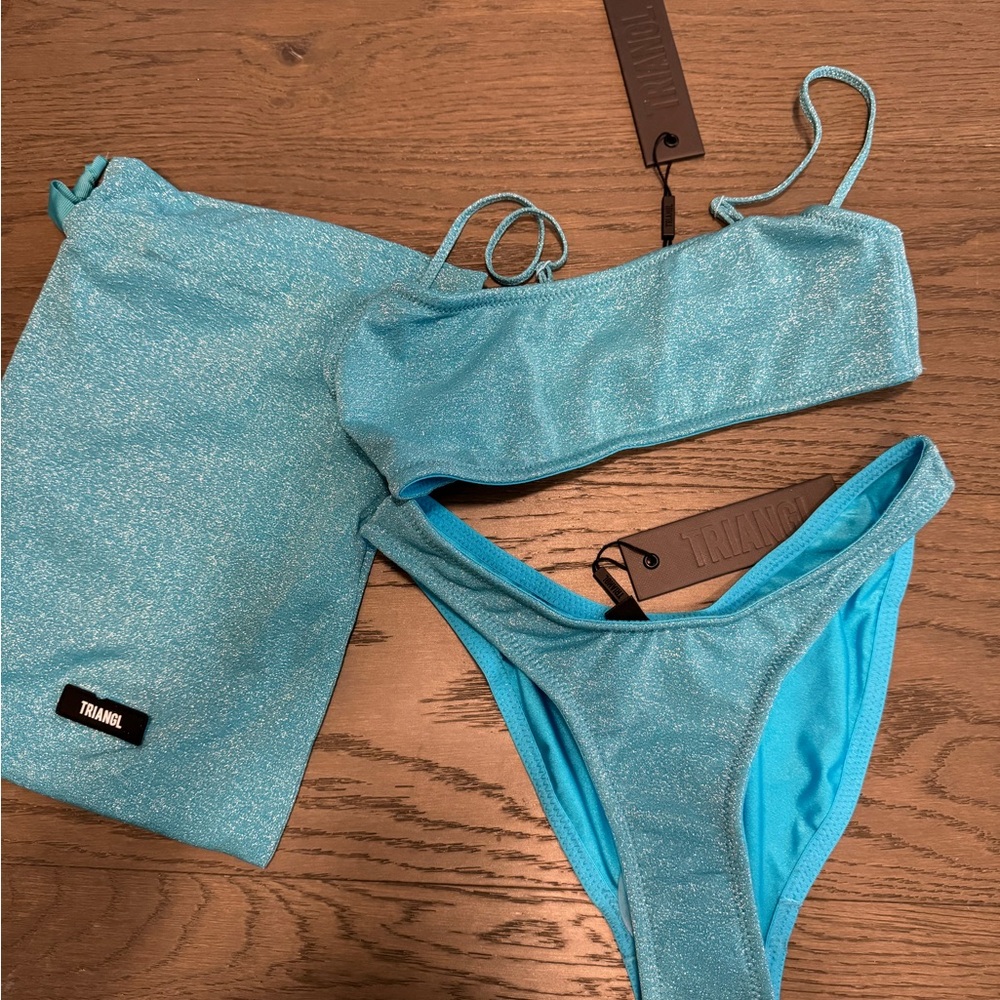 Blue sparkly triangl bikini xxs